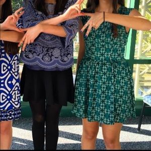 Forever 21 teal print back slit dress